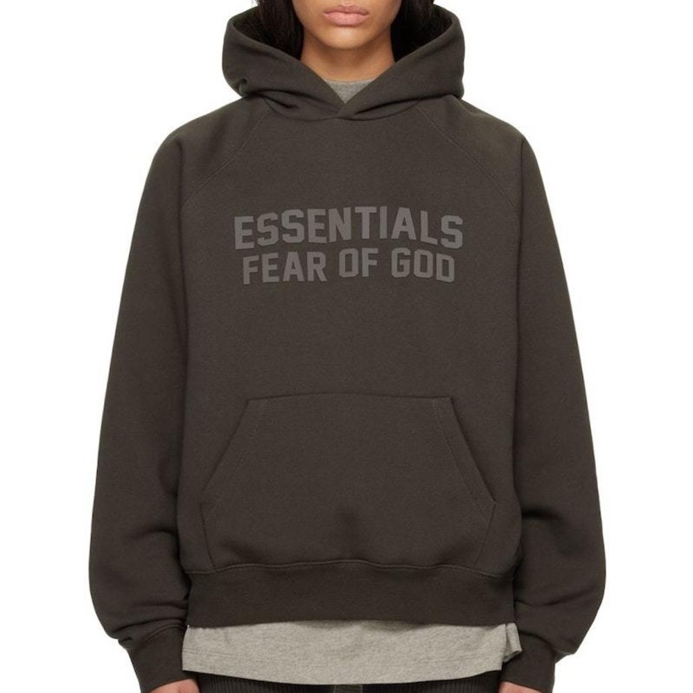 Essentials Fear of God Raglan Hoodie in Off Black/Green Size Small